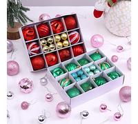 Lot de 26 boules décoratives festives pour créer une ambiance joyeuse avec ces décorations de Noël (rouge)