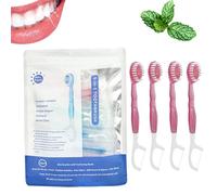 Lot de 26 brosses à dents jetables avec brosse à dents, mini dentifrice de voyage jetables et portables emballés individuellement, gratte-langue, fil dentaire, cure-dents (saveur pêche)