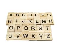 Lot de 26 carreaux de lettres de l'alphabet en bois pour loisirs créatifs, dessous-de-verre et jeux de mots croisés