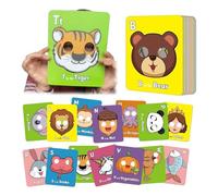Lot de 26 cartes de l'alphabet ABC avec masques d'animaux, cartes de masque de l'alphabet colorées, jeux éducatifs interactifs, apprentissage des lettres, phrases en anglais, jeux éducatifs