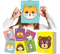 Lot de 26 cartes flash ABC avec masques d'animaux, cartes de masque de l'alphabet colorées, cartes flash géantes pour masque animal ABC, jeux éducatifs interactifs, apprentissage des lettres, phrases