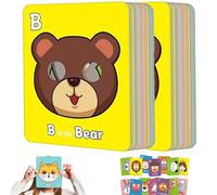Lot de 26 Cartes Flash Alphabet ABC avec Masques d'animaux, Cartes de Masque de l'alphabet, Cartes d'animaux, Jeux éducatifs interactifs, Apprentissage des Lettres, Phrases en Anglais (2 Lots, 1)