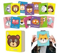 Lot de 26 cartes flash Alphabet ABC avec masques d'animaux, lettres géantes ABC pour l'apprentissage flash, lettres de l'alphabet colorées, phrases anglaises pour les fêtes