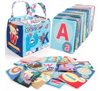 Lot de 26 cartes flash pour enfant en forme de lettres de l'alphabet, couleurs et chiffres, cartes d'apprentissage alphabétique ABC avec sac de rangement, lettres de l'alphabet pour enfants de 0, 1, 2