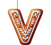 Lot de 26 décorations de Noël en pain d'épices pour sapin de Noël, sucre d'orge, lettres initiales avec motif de baies, décorations de Noël à suspendre pour décoration 2025 (V)