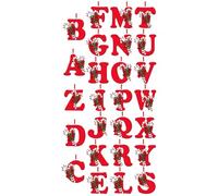 Lot de 26 décorations de sapin de Noël en acrylique - Alphabet - Décorations à suspendre double face avec bonnets de Père Noël - Décoration de Noël personnalisée pour arbre, sac à dos, rétroviseur de