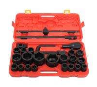 Lot de 26 douilles professionnelles pour camion, boîte à douille, boîte à douille, douille à cliquet Drive Impact Sockets avec adaptateur de douille, extracteur de tournevis à gauche, 6 pans