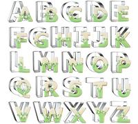 Lot de 26 emporte-pièces en forme de lettres de l'alphabet - 7,6 cm - En acier inoxydable - Pour fondant, biscuits, fruits - Pour anniversaire, Noël, Nouvel An et décorations de fête de vacances