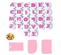 Lot de 26 emporte-pièces en forme de lettres de l'alphabet avec grattoir pour décoration de gâteaux pour mariages, anniversaires, Noël, fêtes prénatales
