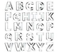 Lot de 26 emporte-pièces en forme de lettres de l'alphabet en acier inoxydable pour fondant, cookies, fruits, pâte, accessoires de pâtisserie pour anniversaire, Noël, vacances