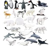 Lot de 26 figurines d'animaux de l'Arctique Antarctique, de l'océan et de l'océan, mini figurine en plastique, pingouin, ours polaire, phoque, chouette des neiges sous la mer, figurines d'anniversaire