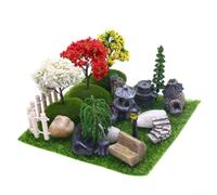 Lot de 26 figurines miniatures pour maison de poupée et jardin de conte de fées comprenant des marches en pierre, une mini maison, un lampadaire, des modèles d'arbre, des boules de mousse et une