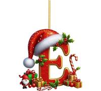 Lot de 26 lettres de décoration de Noël, pendentif en forme de chapeau de 7,6 cm pour sapin de Noël, décorations de Noël à suspendre