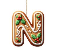 Lot de 26 lettres de décoration pour sapin de Noël - Lettres de A à Z - Décorations à suspendre pour loisirs créatifs - Arbre de Noël en sucre d'orge (N)