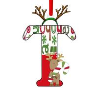 Lot de 26 lettres de l'alphabet à suspendre pour sapin de Noël, décoration de Noël de A à Z, lettres de l'alphabet décoratives pour sapin de Noël, loisirs créatifs (T)