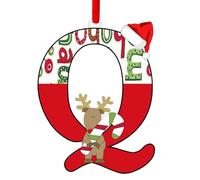 Lot de 26 lettres de l'alphabet à suspendre pour sapin de Noël, décorations de Noël de A à Z, lettres de l'alphabet décoratives pour sapin de Noël, loisirs créatifs (Q)