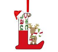Lot de 26 lettres de l'alphabet à suspendre pour sapin de Noël, décorations de Noël de A à Z, lettres de l'alphabet décoratives pour sapin de Noël, loisirs créatifs (L)