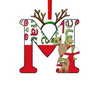 Lot de 26 lettres de l'alphabet à suspendre pour sapin de Noël, décorations de Noël de A à Z, lettres de l'alphabet décoratives pour sapin de Noël, loisirs créatifs (M)
