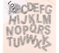 Lot de 26 lettres de l'alphabet autocollantes à paillettes pour loisirs créatifs Argenté