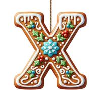 Lot de 26 lettres de l'alphabet plates 2D en pain d'épices - Lettres de l'alphabet de A à Z - Ornements à suspendre pour sapin de Noël et loisirs créatifs - Mini monogramme
