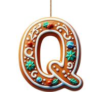 Lot de 26 lettres de l'alphabet plates 2D en pain d'épices - Lettres de l'alphabet de A à Z - Ornements à suspendre pour sapin de Noël et loisirs créatifs - Mini monogramme