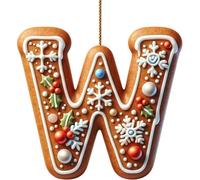 Lot de 26 lettres de l'alphabet plates 2D en pain d'épices - Lettres de l'alphabet de A à Z - Ornements à suspendre pour sapin de Noël et loisirs créatifs - Mini monogramme