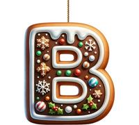 Lot de 26 lettres de l'alphabet plates 2D en pain d'épices - Lettres de l'alphabet de A à Z - Ornements à suspendre pour sapin de Noël et loisirs créatifs - Mini monogramme