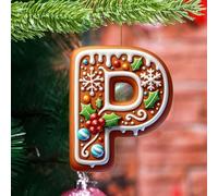 Lot de 26 lettres de l'alphabet plates 2D en pain d'épices - Lettres de l'alphabet de A à Z - Ornements à suspendre pour sapin de Noël et loisirs créatifs - Mini monogramme