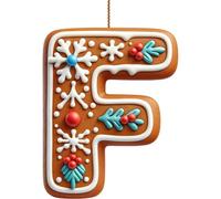 Lot de 26 lettres de l'alphabet plates 2D en pain d'épices - Lettres de l'alphabet de A à Z - Ornements à suspendre pour sapin de Noël et loisirs créatifs - Mini monogramme