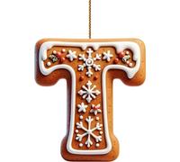 Lot de 26 lettres de l'alphabet plates 2D en pain d'épices - Lettres de l'alphabet de A à Z - Ornements à suspendre pour sapin de Noël et loisirs créatifs - Mini monogramme