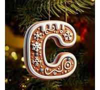 Lot de 26 lettres de l'alphabet plates 2D en pain d'épices - Lettres de l'alphabet de A à Z - Ornements à suspendre pour sapin de Noël et loisirs créatifs - Mini monogramme