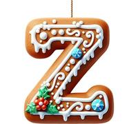 Lot de 26 lettres de l'alphabet plates 2D en pain d'épices - Lettres de l'alphabet de A à Z - Ornements à suspendre pour sapin de Noël et loisirs créatifs - Mini monogramme