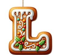 Lot de 26 lettres de l'alphabet plates 2D en pain d'épices - Lettres de l'alphabet de A à Z - Ornements à suspendre pour sapin de Noël et loisirs créatifs - Mini monogramme