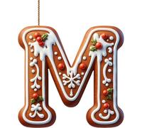 Lot de 26 lettres de l'alphabet plates 2D en pain d'épices - Lettres de l'alphabet de A à Z - Ornements à suspendre pour sapin de Noël et loisirs créatifs - Mini monogramme