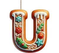 Lot de 26 lettres de l'alphabet plates 2D en pain d'épices - Lettres de l'alphabet de A à Z - Ornements à suspendre pour sapin de Noël et loisirs créatifs - Mini monogramme
