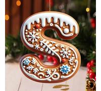 Lot de 26 lettres de l'alphabet plates 2D en pain d'épices - Lettres de l'alphabet de A à Z - Ornements à suspendre pour sapin de Noël et loisirs créatifs - Mini monogramme