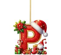 Lot de 26 lettres décoratives de Noël, chapeau et lettres de Noël à suspendre pour sapin de Noël, 7,6 cm