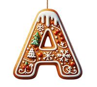Lot de 26 lettres décoratives pour décoration de sapin de Noël - Lettres de A à Z - Décorations à suspendre pour loisirs créatifs - Arbre de Noël en sucre d'orge (A)