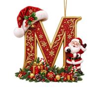 Lot de 26 lettres décoratives pour sapin de Noël - Lettres décoratives de A à Z à suspendre avec Père Noël - Pendentif personnalisé pour sapin de Noël - Taille M