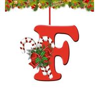 Lot de 26 Lettres décoratives pour Sapin de Noël, pendentifs décoratifs à Suspendre pour Bas de Noël, cheminée, 26 Lettres de l'alphabet réutilisables pour Loisirs créatifs (Rouge-F)