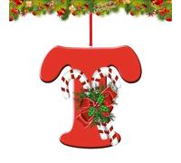Lot de 26 Lettres décoratives pour Sapin de Noël, pendentifs décoratifs à Suspendre pour Bas de Noël, cheminée, 26 Lettres de l'alphabet réutilisables pour Loisirs créatifs (Rouge-T)