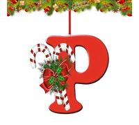 Lot de 26 Lettres décoratives pour Sapin de Noël, pendentifs décoratifs à Suspendre pour Bas de Noël, cheminée, 26 Lettres de l'alphabet réutilisables pour Loisirs créatifs (Rouge-P)