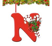 Lot de 26 Lettres décoratives pour Sapin de Noël, pendentifs décoratifs à Suspendre pour Bas de Noël, cheminée, 26 Lettres de l'alphabet réutilisables pour Loisirs créatifs (Rouge-N)