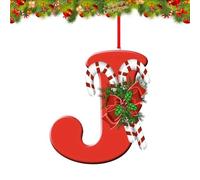 Lot de 26 Lettres décoratives pour Sapin de Noël, pendentifs décoratifs à Suspendre pour Bas de Noël, cheminée, 26 Lettres de l'alphabet réutilisables pour Loisirs créatifs (Rouge-J)