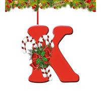 Lot de 26 Lettres décoratives pour Sapin de Noël, pendentifs décoratifs à Suspendre pour Bas de Noël, cheminée, 26 Lettres de l'alphabet réutilisables pour Loisirs créatifs (Rouge-K)