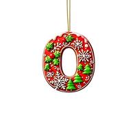 Lot de 26 lettres rouges pour décoration d'arbre de Noël, lettres en forme de canne à sucre avec motif de , mini alphabet à suspendre, ornements pour fête, maison, arbre de Noël en acrylique (O, 8CM)