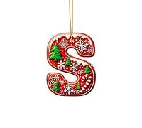 Lot de 26 lettres rouges pour décoration d'arbre de Noël, lettres en forme de canne à sucre avec motif de , mini alphabet à suspendre, ornements pour fête, maison, arbre de Noël en acrylique (S, 8CM)