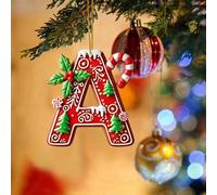 Lot de 26 lettres rouges pour décoration d'arbre de Noël, lettres en forme de canne à sucre avec motif de , mini alphabet à suspendre, ornements pour fête, maison, arbre de Noël en acrylique (A, 8CM)