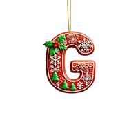 Lot de 26 lettres rouges pour décoration d'arbre de Noël, lettres en forme de canne à sucre avec motif de , mini alphabet à suspendre, ornements pour fête, maison, arbre de Noël en acrylique (G, 8CM)