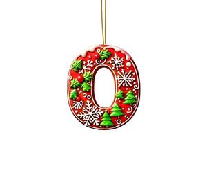 Lot de 26 lettres rouges pour décoration d'arbre de Noël, lettres en forme de canne à sucre avec motif de , mini alphabet à suspendre, ornements pour fête, maison, arbre de Noël en acrylique (O, 8CM)